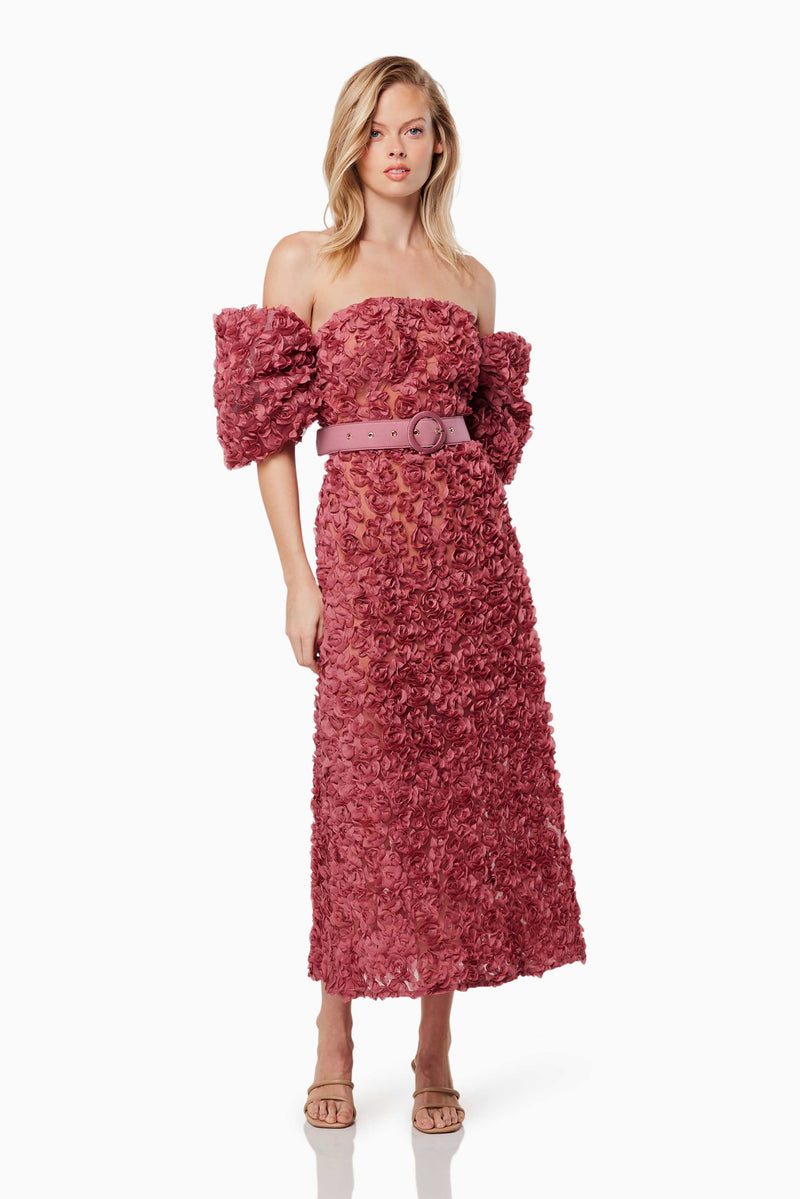 Intimacy Off The Shoulder Midi Dress In Pink