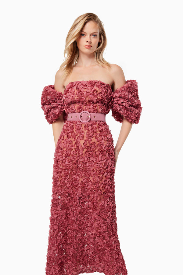 Intimacy Off The Shoulder Midi Dress In Pink