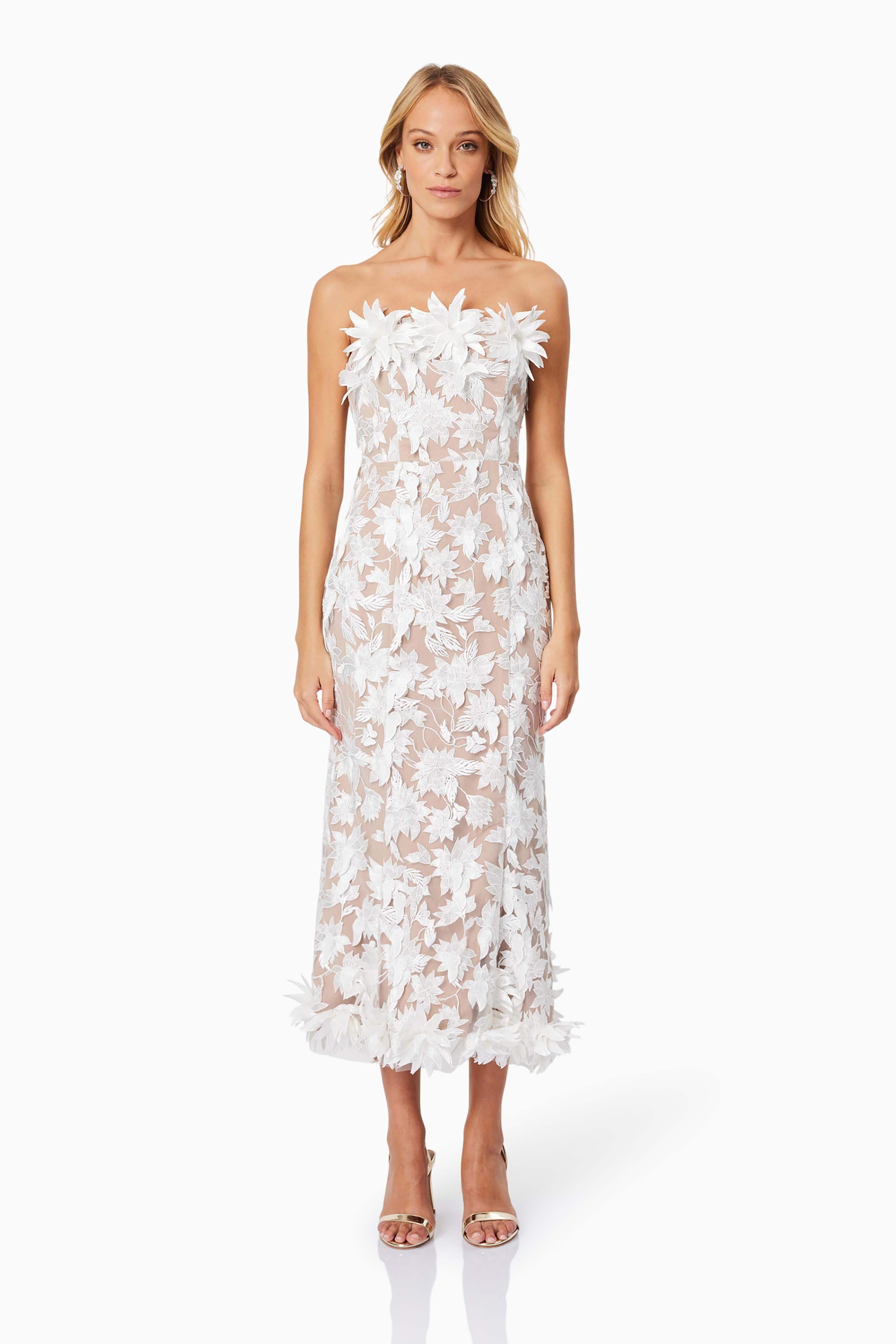 Valentina Midi Cocktail Dress in White – Elliatt