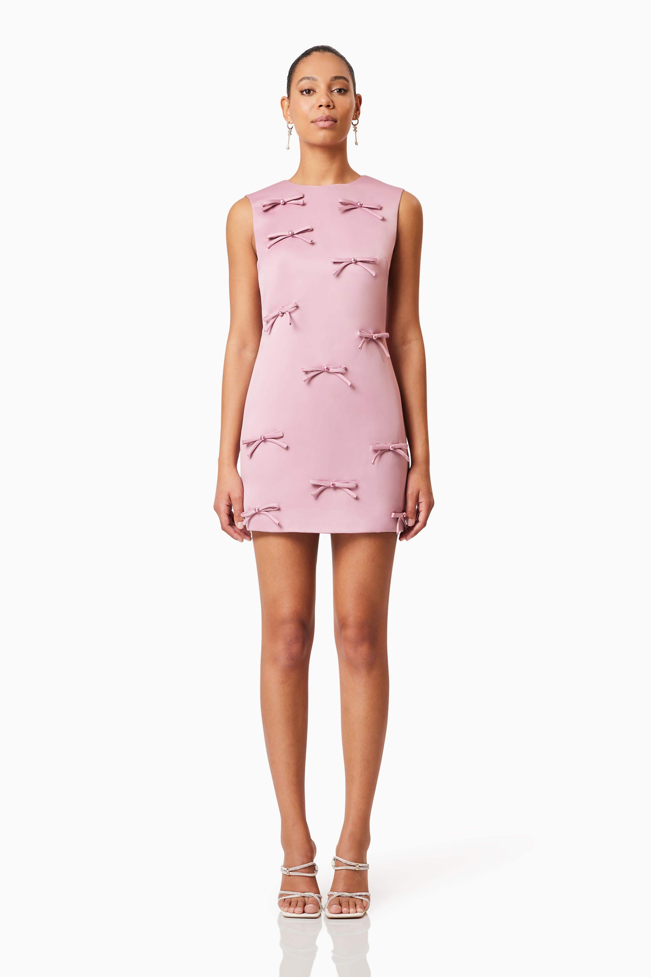 PINK BOW SCALLOP EDGE SHIFT DRESS main image 1