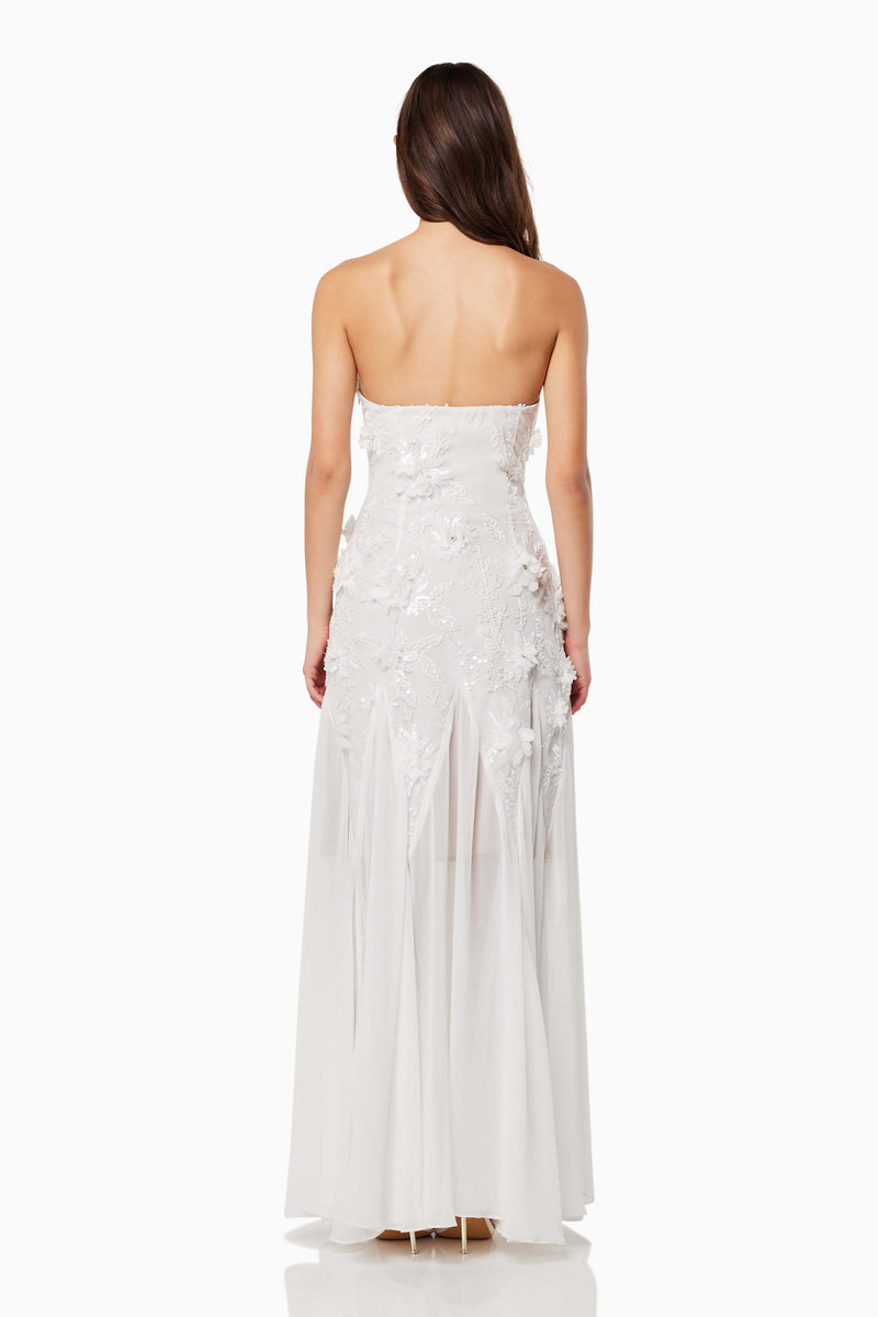 Evadne Strapless Maxi Gown In White - Pre Order