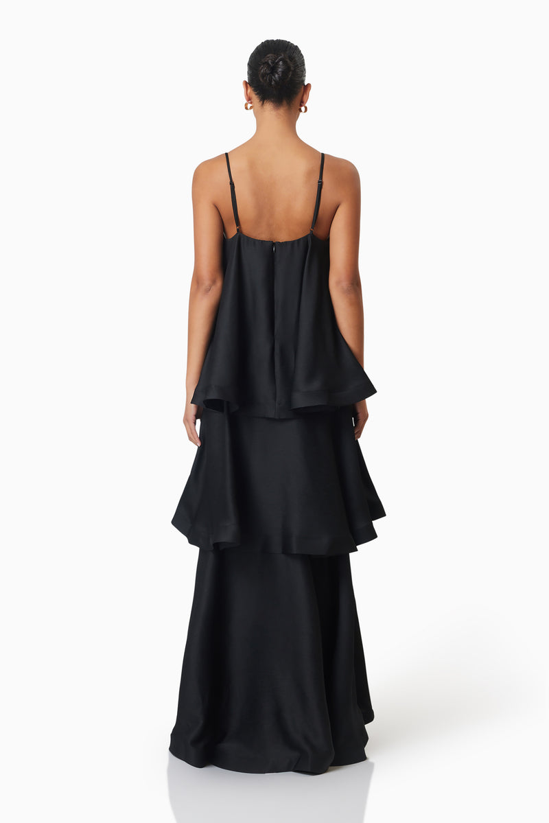 Tilly Tiered Maxi Dress in Black – Elliatt