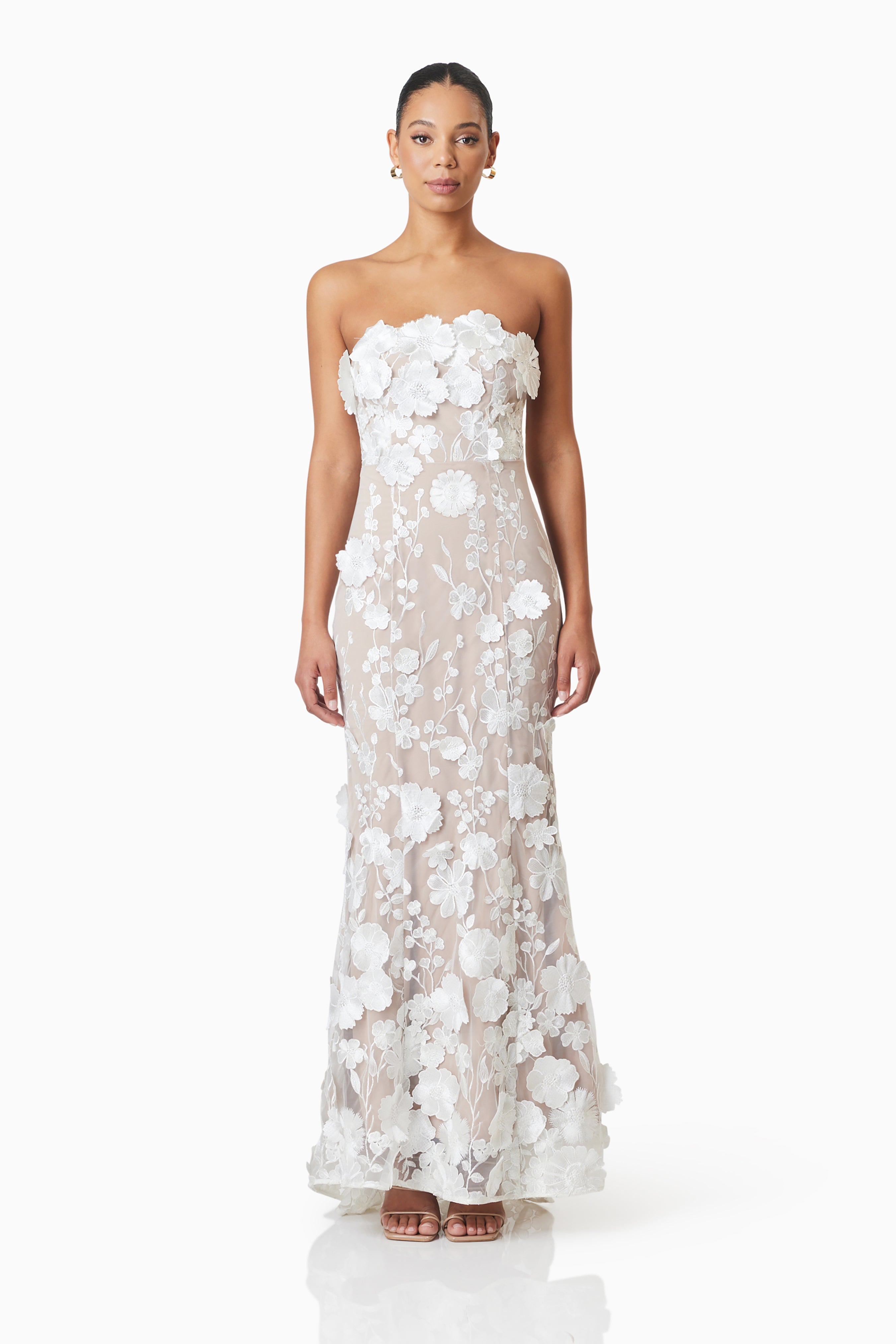 Tiana Floral Maxi Dress in White – Elliatt