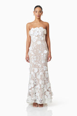 model wearing Tiana Floral Maxi Dress in Ivory front shot