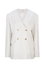 CURAAE Harper Oversized Double Breasted Pinstripe Blazer In White