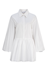 CURAAE Vienna Bubble Low Waist Skirt Long Sleeve Shirt Dress In White product shot