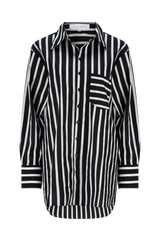 CURAAE Azalea Oversized Contract Stripe Loose Shirt In Black & White product shot