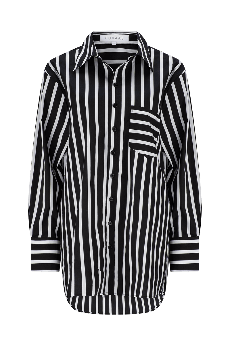 CURAAE Azalea Oversized Striped Shirt In Black White