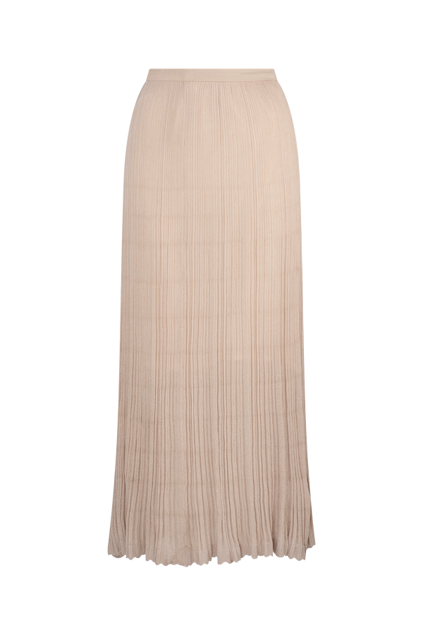 CURAAE Adelaid Midi Knit Pleated Swing Skirt In Oatmeal product shot 