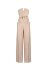 CURAAE Seraphina Tailored Pinstripe Jumpsuit In Beige