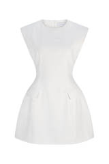 Seren Flap Mini Dress In White