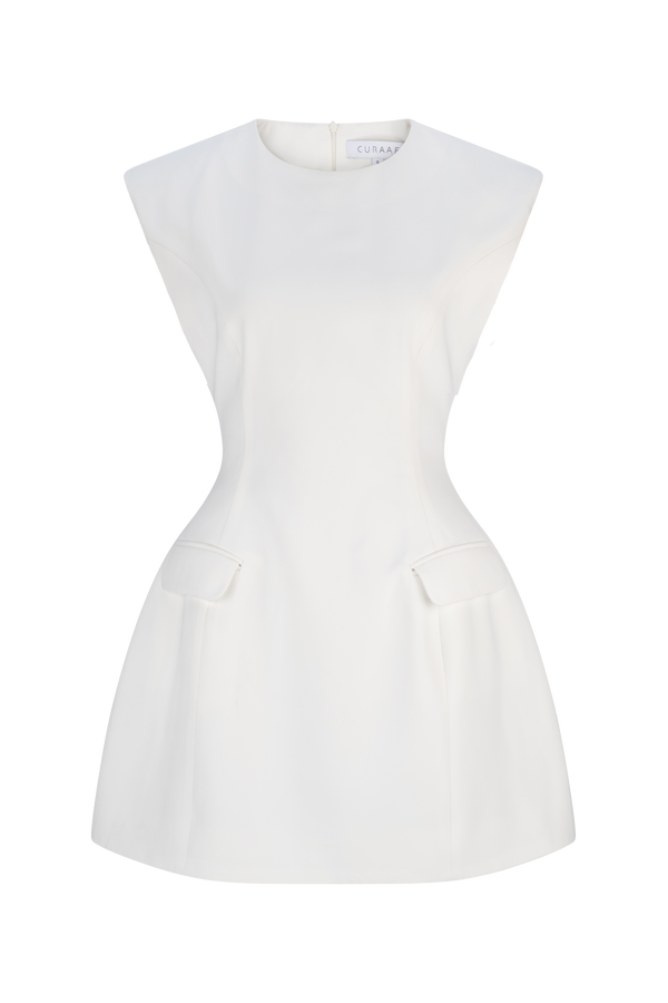 Seren Flap Mini Dress In White