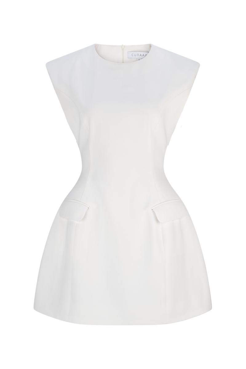 Seren Flap Mini Dress In White