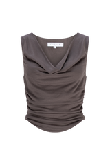 Daphne Crew Rib Neck Tank In Stone Gray