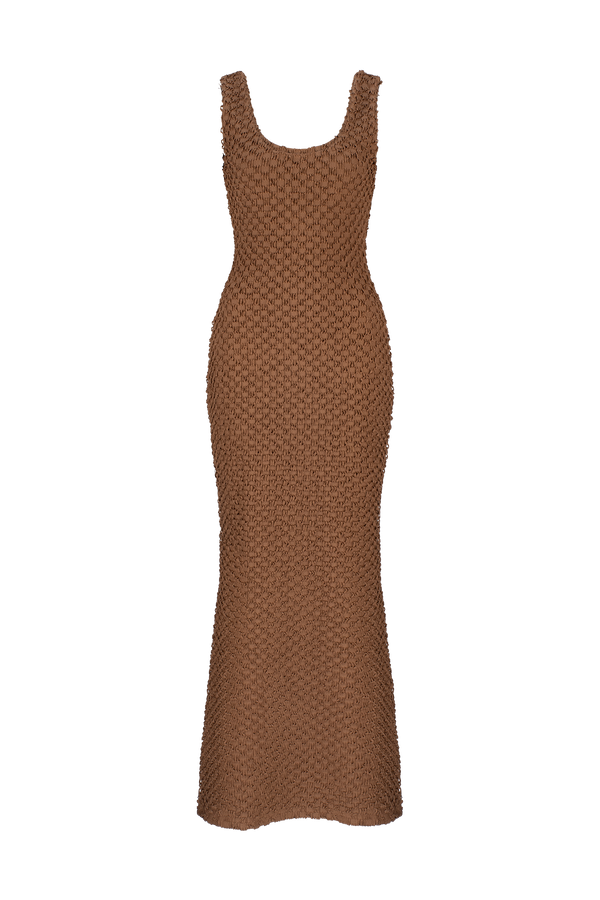 CURAAE Quinn Textured Mermaid Flared Tank Maxi Dress In Coco product shot