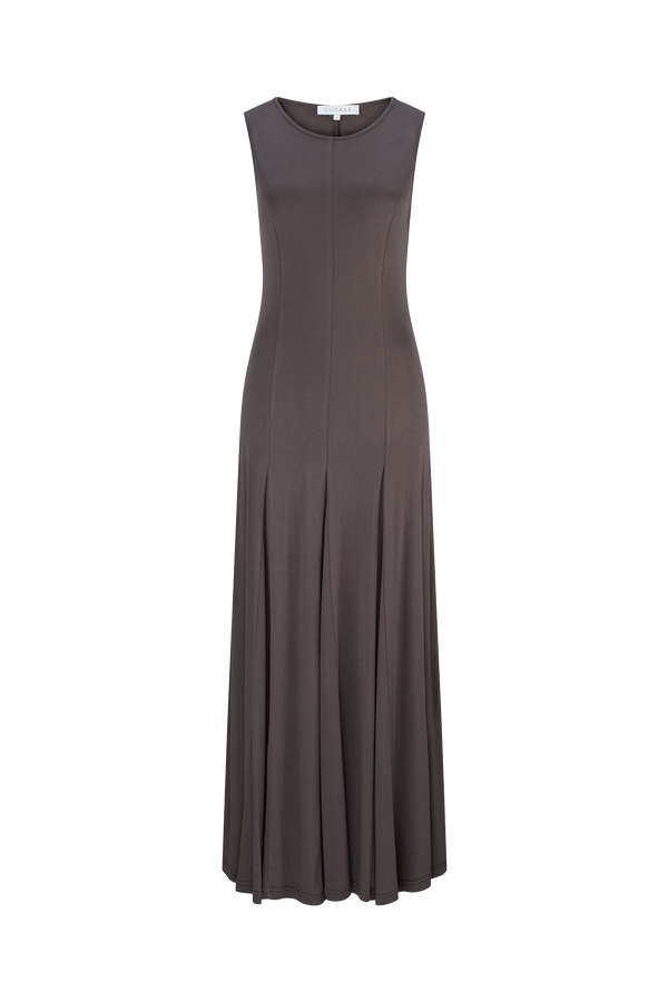 Celeste Sleeveless Midi Dress In Stone Gray