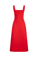 CURAEE Mia Midi Dress In Cherry Red