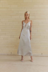 CURAAE Camellia Midi Dress in Silver