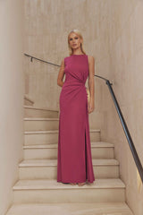 Blonde model wears Kendall Sleeveless Maxi Dress in Pink front shot