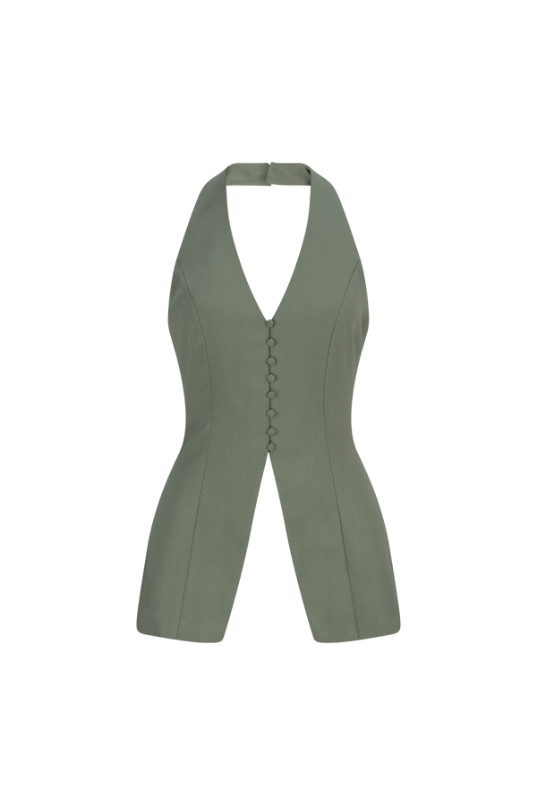 Catalina Halterneck Vest in Green product shot