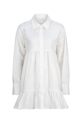 Eloise Tiered Shirt Dress in White product shot