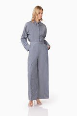 Marcy Wide Leg Pants in Navy Model Shot Side Shot