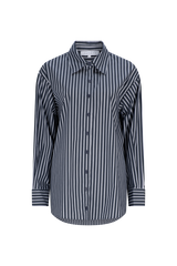 Perry Oversized Button up Shirt in Navy Stripe product shot