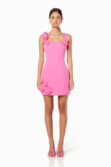 Trompe 3D Floral Mini Dress Pink - Pre Order