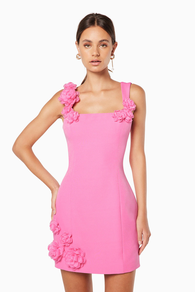 Trompe 3D Floral Mini Dress Pink - Pre Order