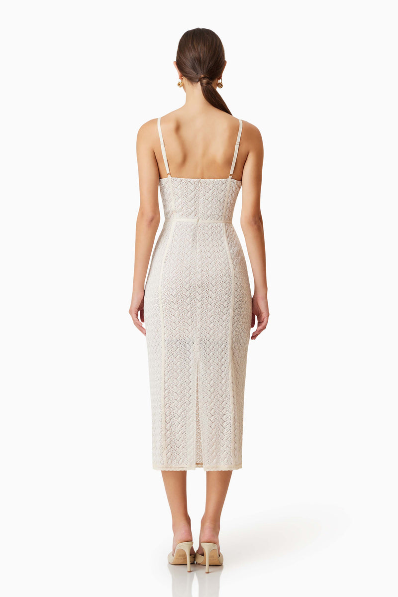 Bella Bodycon Cocktail Midi Dress in White