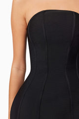 Rose Strapless Mini Dress In Black