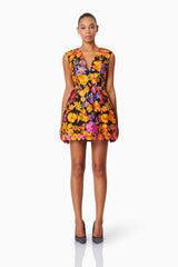 model wearing Alessandra Floral Strapless Mini Dress In Pink front shot