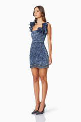 Camila Mini Denim Dress in Blue