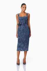 Camila Midi Denim Dress in Blue