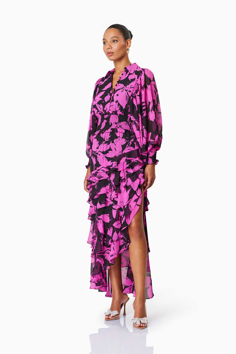 Model wearing Yuna Hilo Maxi Dress In Pink side shot