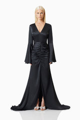 model wearing Clementine Eventwear Maxi Gown In Black front shot