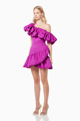 Model wearing ABBA MINI DRESS in Purple Front Shot