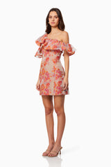 Enchantment Floral Mini Dress in Red