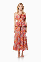 Fidelity Floral Midi Dress in Red