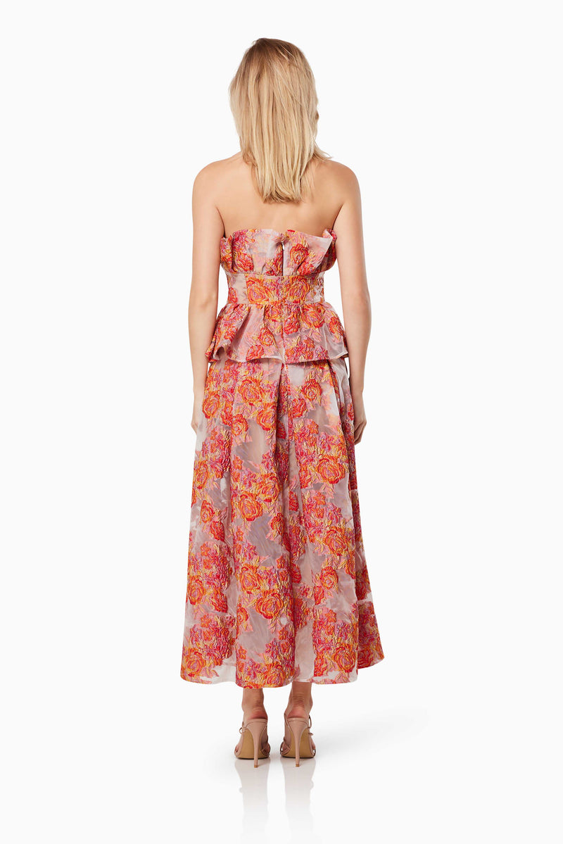 Fidelity Floral Midi Dress in Red