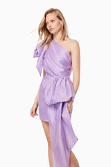 Sincerity Dress One Shoulder Mini Dress in Purple