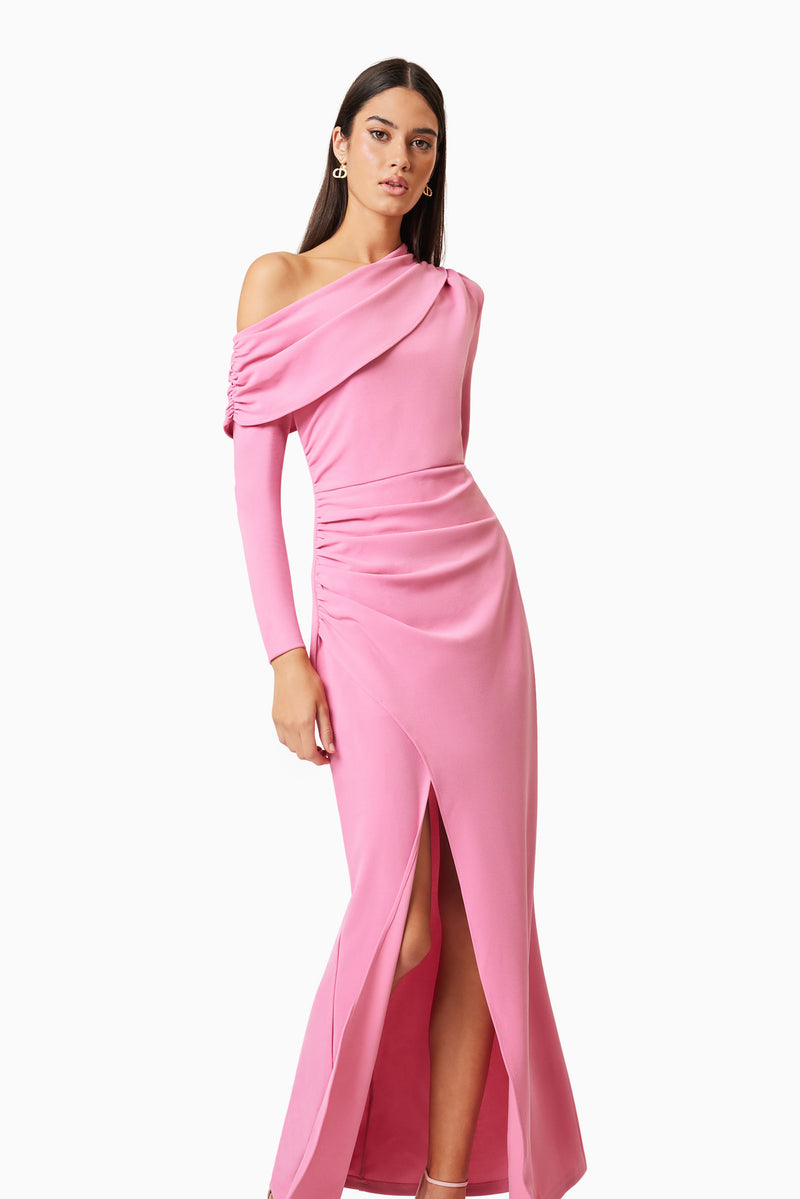 Jamie One Shoulder Gown In Pink