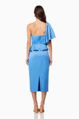 Laughter One Shoulder Midi Dress in Blue