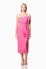 Brighton Strapless Midi Dress in Pink