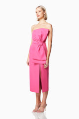 Brighton Strapless Midi Dress in Pink