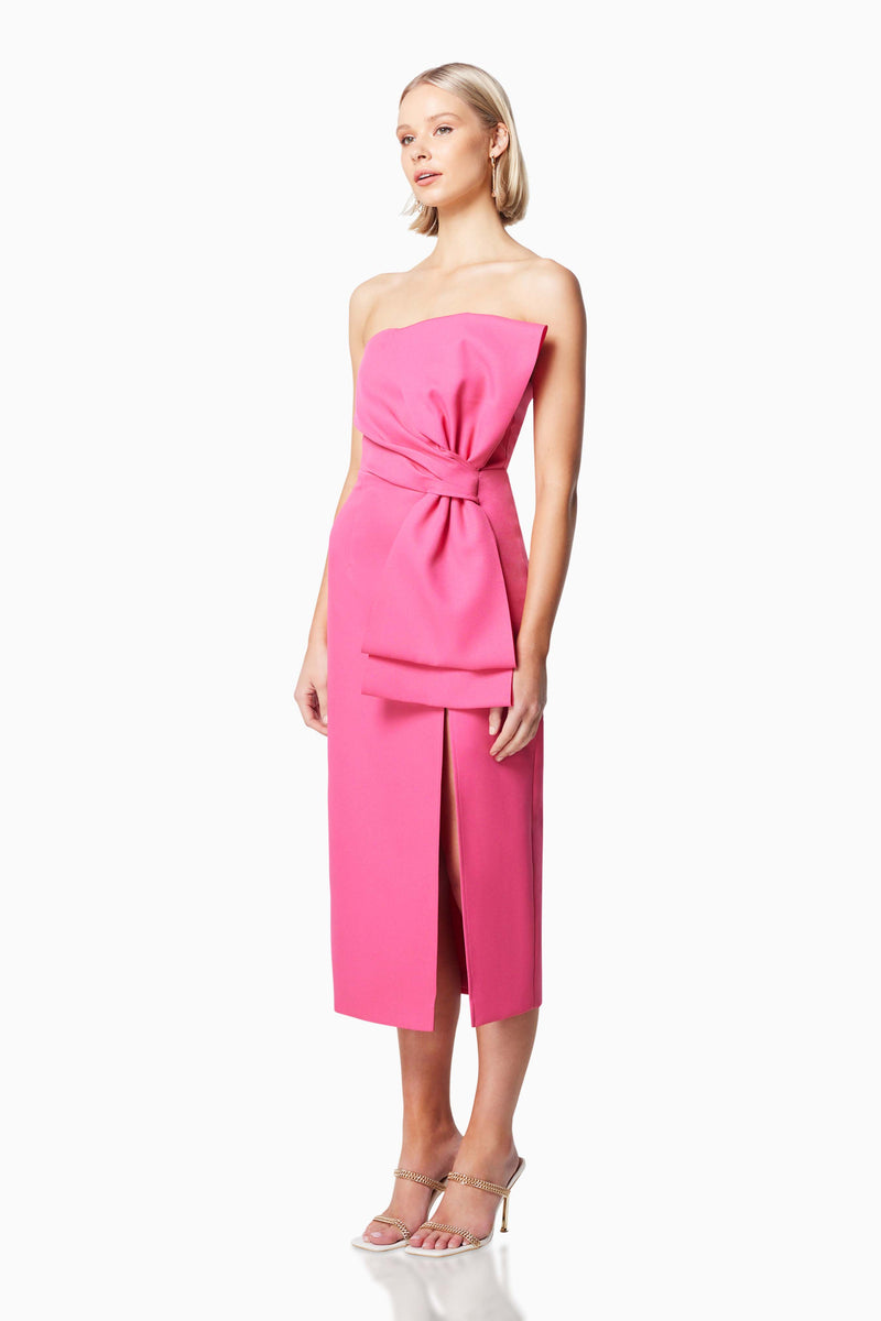 Brighton Strapless Midi Dress in Pink