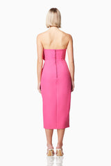 Brighton Strapless Midi Dress in Pink