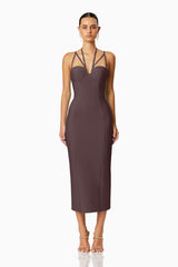 Orchid Bodycon Midi Dress in Brown