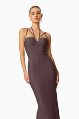 Orchid Bodycon Midi Dress in Brown