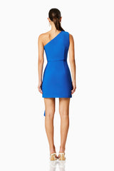 Cypress One Shoulder Mini Dress in Blue